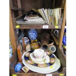 A collection of miscelleneous ceramics, an ebony dressing table set, etc.