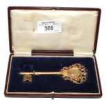 A cased silver gilt key presented to Mrs Baxter on the occasion of her opening to the Samlesbury