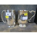 A silver tankard and another plated