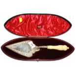A silver presentation trowel with ivory handle in original presentation case, Sheffield 1898 '