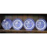 A pair of Royal Staffordshire pottery Willow pattern plates 10 inch diameter and two other