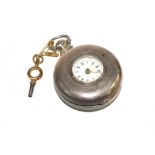 A silver key wind half hunter pocket watch