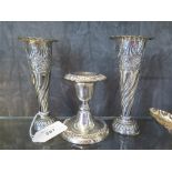A pair of silver speciman vases