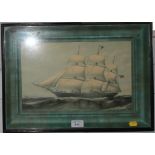 Two framed prints of Victorian sailing ships 21 x 35cm