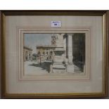 Gordon Davis The Campidoglio, Rome Ink and watercolour Signed 16cm x 24.5cm And a pencil sketch of a