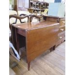 A mahogany drop leaf table, on square tapering legs 86cm wide 71cm high