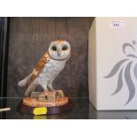 Royal Doulton model of a barn owl RDA 37 complete with box and stand and certificate