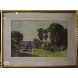 Fred Stubbings The Garden Pastel, signed and dated '51 29cm x 45.5cm