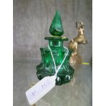 A Victorian green glass perfume bottle, 13cm high