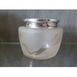 A silver lidded toilet jar