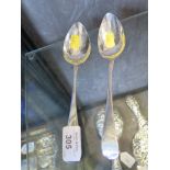 A good pair of silver London 1801 serving spoons by George Gray