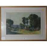 Fred Stubbings The Garden Pastel, signed and dated '51 29cm x 45.5cm