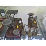 Two pairs of postal scales and a brass balance (3)
