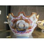 A German porcelain monteith with attractive hand painted enamel and gilding decoration, 26cm wide