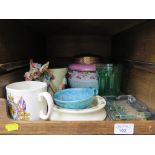 A Royal Doulton Bunnykins bowl and other ceramics and glassware