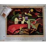 A Mercerised cotton wall hanging after Paul Klee, with Carpet Weavers Association certificate,