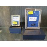 Two silver picture frames with card boxes