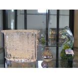 A clear bubbled glass vase, of ovoid form Finnish style 13cm high, Mdina seahorse paperweight and
