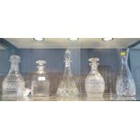 Two 19th century glass decanters, a Thomas Webb decanter, a Royal Doulton crystal vase and another