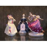 Three Royal Doulton figures Babie HN1679, Debbie HN2385, Columbine HN5654