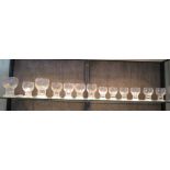 A set of Iittala Ultima Thule design glasses, including two large goblets, six medium glasses and