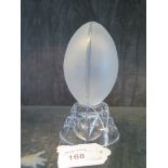A Cavan Irish crystal trophy in the shape of a rugby ball on stand