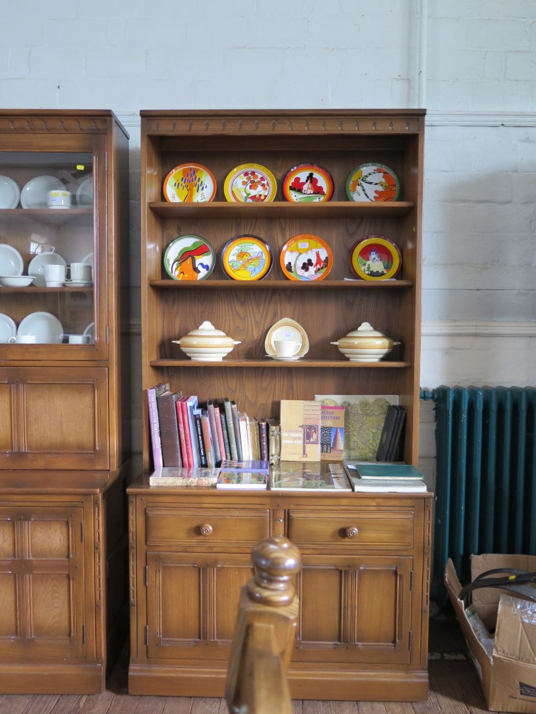 A pair of Ercol dark oak bookcase cabinet, each with open shelves over two short drawers and - Image 3 of 3