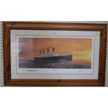 After Adrian Rigby 'Titanic's Last Sunset' print 30cm x 63cm