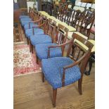 A set of eight Regency and later mahogany dining chairs, including two carvers, the reeded rail