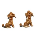 A pair of 9 carat gold poodle brooches