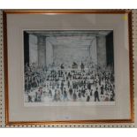 After L.S. Lowry 'The Auction' Limited edition unsigned print, with Michael Stewart blind stamp