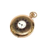 A 9 carat gold gentlemans demi-hunter pocket watch by Dent of London in working condition (needs new