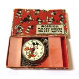 An Ingersoll Mickey Mouse pocket watch in original box