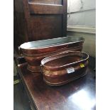 Two copper planters of oval form (2)