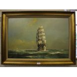 D. Pears A tall mast ship in full sail Oil on canvas, signed 50cm x 76cm