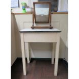 A Victorian mahogany toilet mirror on a platform base, and a Belvedere laundry mangle (2)