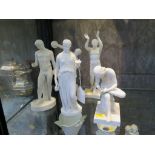 Five Parian classical figures, tallest 23cm high (5)