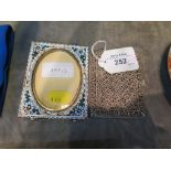 A small Italian micro mosaic photo frame together with a delicate filagree case