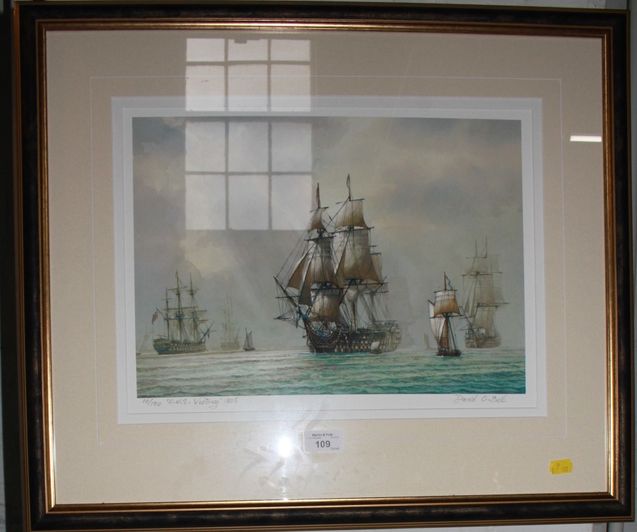 David C. Bell HMS Victory 1805 Limited edition print Signed and numbered 10/190 in pencil 28cm x