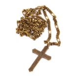 A 9 carat gold cross and neck chain