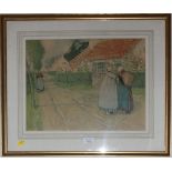 After Henri Lassiers Dutch figures in clogs - a pair Lithographs published by DeRycker and Mendel