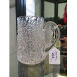 A Whitefriars glass tankard in bark effect, 13cm high