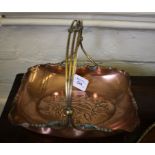 A Fritz and Robert Fischer Art Nouveau copper basket with brass handle, 25cm wide