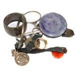 A small collector's lot to include a single lens lorgnette, a Ruskin brooch, etc