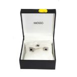 A set of white gold colour metal and diamond cufflinks together with a matching 18 carat and diamond