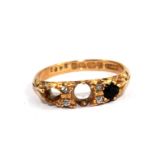 An 18 carat gold ring, stones missing