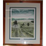 Mark Spain 'Valley View' Coloured etching 78/120 signed pencil in margin 35cm x 28.5cm