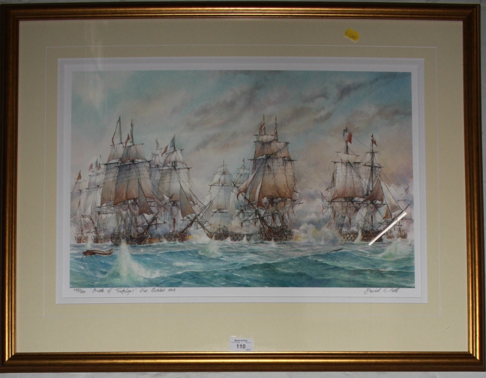 David C. Bell Battle of Trafalgar 21st October 1805 Limited edition print, signed, inscribed and