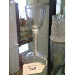 A 19th century wine glass, with double opaque air-twist stem, very slight chip to the rim