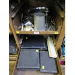 A selection of plated cutlery in cases, entree dishes, trays and others (two trays)